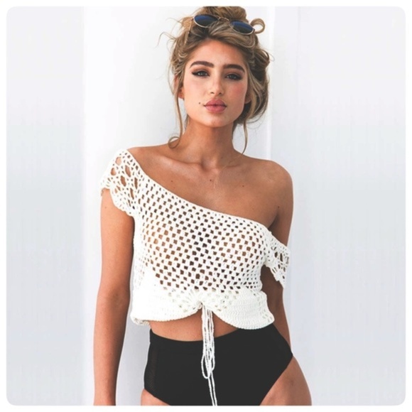 ☀️knit crochet bikini off shoulder cover up - Picture 2 of 2